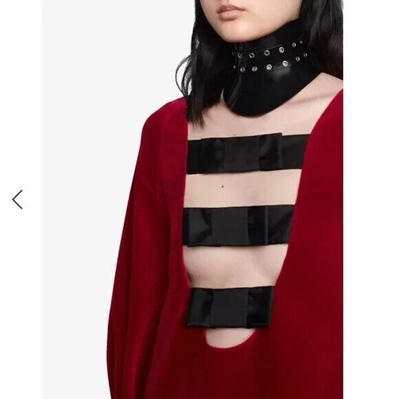 NWT. $4200 GUCCI Runway Velvet Mini Dress IT38 / US 2 red/black - Picture 4 of 16